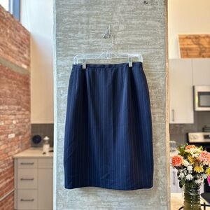 Harvé Benard Navy Blue Work Skirt with Slit in the back